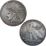Antique Liberty Indian Head $10 Dollar Coin, Uncirculated Morgan Silver Dollar, Historical Shangui Ritual Coin, Rare Old Coins for Collectors & American Coin Collection (1907 1PCS)