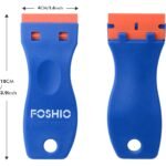 FOSHIO Plastic Razor Blade Scraper Include 2PCS Scraper Tool and 100PCS Blades for Gasket Remover, Labels Decal and Adhesive Remover for Windows and Glass,Blue