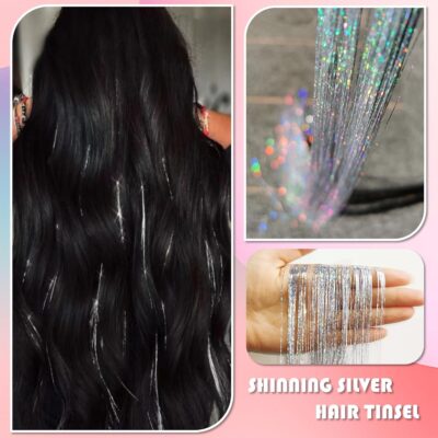 Sparkling Silver Tinsel Hair Extensions: Effortless Glam for Parties and Cosplay! 9 Sparkling Silver Tinsel Hair Extensions: Effortless Glam for Parties and Cosplay!