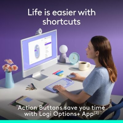 Logitech POP Mouse: The Versatile Silent Companion for Your Devices in Lilac. 6 Logitech POP Mouse: The Versatile Silent Companion for Your Devices in Lilac.
