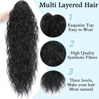 28-Inch Wavy Curly Clip-In Ponytail for Effortless Glam 9 28-Inch Wavy Curly Clip-In Ponytail for Effortless Glam