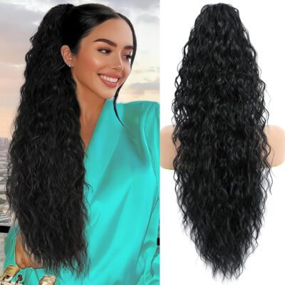 28-Inch Wavy Curly Clip-In Ponytail for Effortless Glam 6 28-Inch Wavy Curly Clip-In Ponytail for Effortless Glam