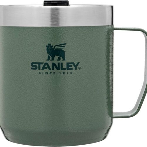 Stanley Stay-Hot Camp Mug 12 oz | Press Fit Drink Through Lid | Cup for Coffee, Tea and Drinks | Insulated Stainless Steel Coffee Mug | BPA-Free | Hammertone Green
