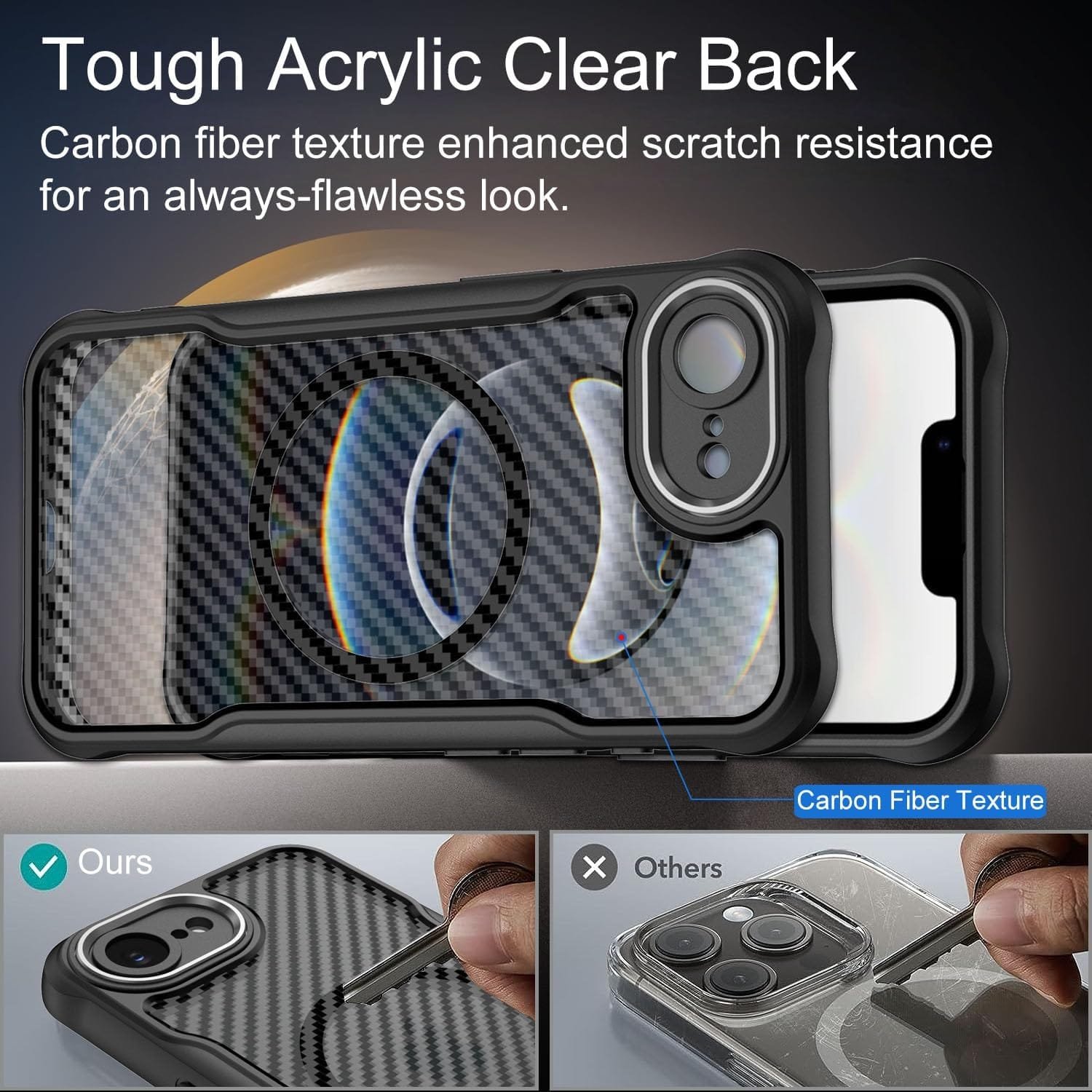 Dahkoiz for iPhone 16E Case, Compatible with MagSafe, with Privacy Screen Protector X2, [Camera Protection] [15ft Drop Protection] Slim & Light Magnetic Case for iPhone 16 E (2025), Black