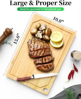 Kitsure Bamboo Cutting Board: Versatile & Juice-Ready Kitchen Essential in Multiple Sizes 4 Kitsure Bamboo Cutting Board: Versatile & Juice-Ready Kitchen Essential in Multiple Sizes