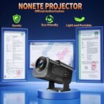 [Built-in App] Mini Projector 1080P Full HD, 4K Projector with 180 Rotation, Portable Projector WiFi 6&Bluetooth 5.2 Support, Featuring Auto Keystone Correction, HDMI/USB Connectivity Black