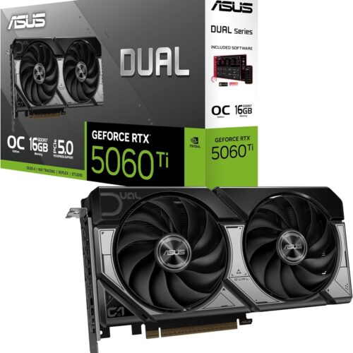 ASUS Dual GeForce RTX 5060 Ti 16GB GDDR7 OC Edition (PCIe 5.0, 16GB GDDR7, DLSS 4, HDMI 2.1b, DisplayPort 2.1b, 2.5-Slot Design, Axial-tech Fan Design, 0dB Technology, and More) ASUS Dual GeForce RTX 5060 Ti 16GB GDDR7 OC Edition (PCIe 5.0, 16GB GDDR7, DLSS 4, HDMI 2.1b, DisplayPort 2.1b, 2.5-Slot Design, Axial-tech Fan Design, 0dB Technology, and More)
