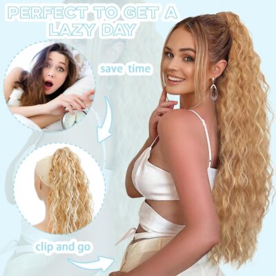 28-Inch Wavy Curly Clip-In Ponytail for Effortless Glam 12 28-Inch Wavy Curly Clip-In Ponytail for Effortless Glam