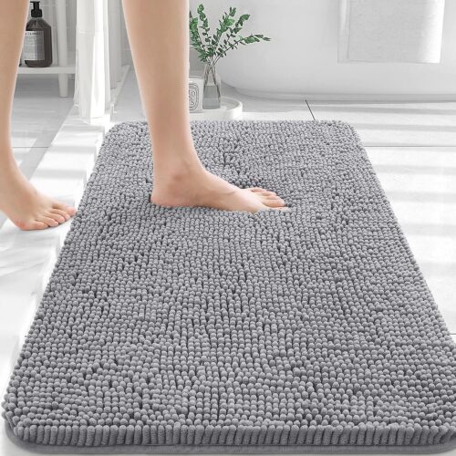 OLANLY Bathroom Rugs 30×20, Extra Soft Absorbent Chenille Bath Rugs, Rubber Backing Quick Dry, Machine Washable Bath Mats for Bathroom Floor, Tub and Shower, Home Decor Accessories, Grey OLANLY Bathroom Rugs 30×20, Extra Soft Absorbent Chenille Bath Rugs, Rubber Backing Quick Dry, Machine Washable Bath Mats for Bathroom Floor, Tub and Shower, Home Decor Accessories, Grey
