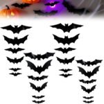 Spooktacular LED Bat Decor: 24-Piece Glowing Halloween Wall Hangings!