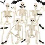 Charming 16-Inch Posable Skeletons & Bats for Spooky Seasonal Decor