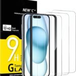 NEW'C Triple Shield: Premium Tempered Glass Protectors for iPhone 15/16 with Effortless Installation