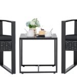 Chic Black Wicker Patio Set: Stylish Rattan Conversation Essentials for Outdoor Spaces