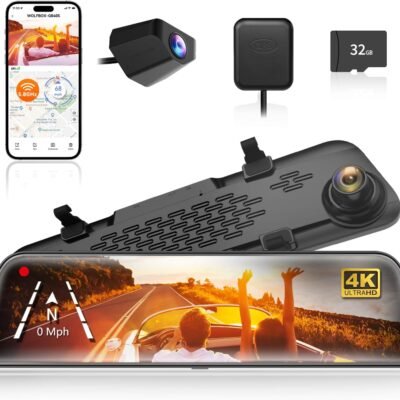 Advanced 4K Dual Camera Mirror Dash Cam with Night Vision and GPS for Enhanced Driving Safety