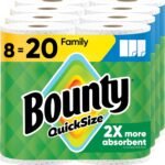 Bounty Quick Size Paper Towels: Super Absorbent Family Rolls, Equivalent to 20 Regular Rolls!