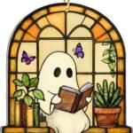 Charming Acrylic Ghost Ornaments: Whimsical Halloween Suncatchers for Book Lovers