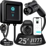 EVIQO GEN 2 Level 2 EV Charger: Smart 40 Amp Home Charging Solution with WiFi and 25' J1772 Cable