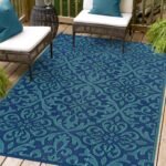 Versatile Navy Blue 6x9 Waterproof Patio Rug for Outdoor and Indoor Spaces