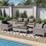 Elegant 7-Piece Modular Wicker Patio Set with Cushions for Stylish Outdoor Living