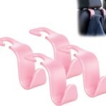 Pink Car Headrest Hooks: Sleek Organizers for Bags and Groceries (Set of 4)