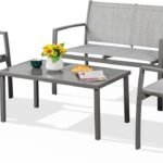 Versatile Outdoor Seating: Shintenchi 4-Piece All-Weather Patio Set with Glass Table