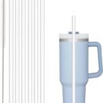 8-Pack Reusable Clear Straws for Stanley Tumblers with Cleaning Brushes - BPA Free