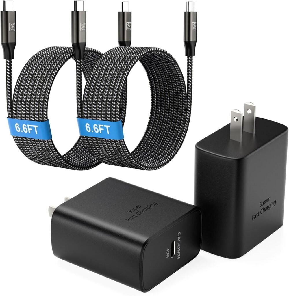Dual 45W USB-C Fast Chargers with Extra Long Cables for Ultimate Samsung Power