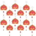 Elegant 12-Piece Lotus Floral Wall Hangings for Diwali and Pooja Decor