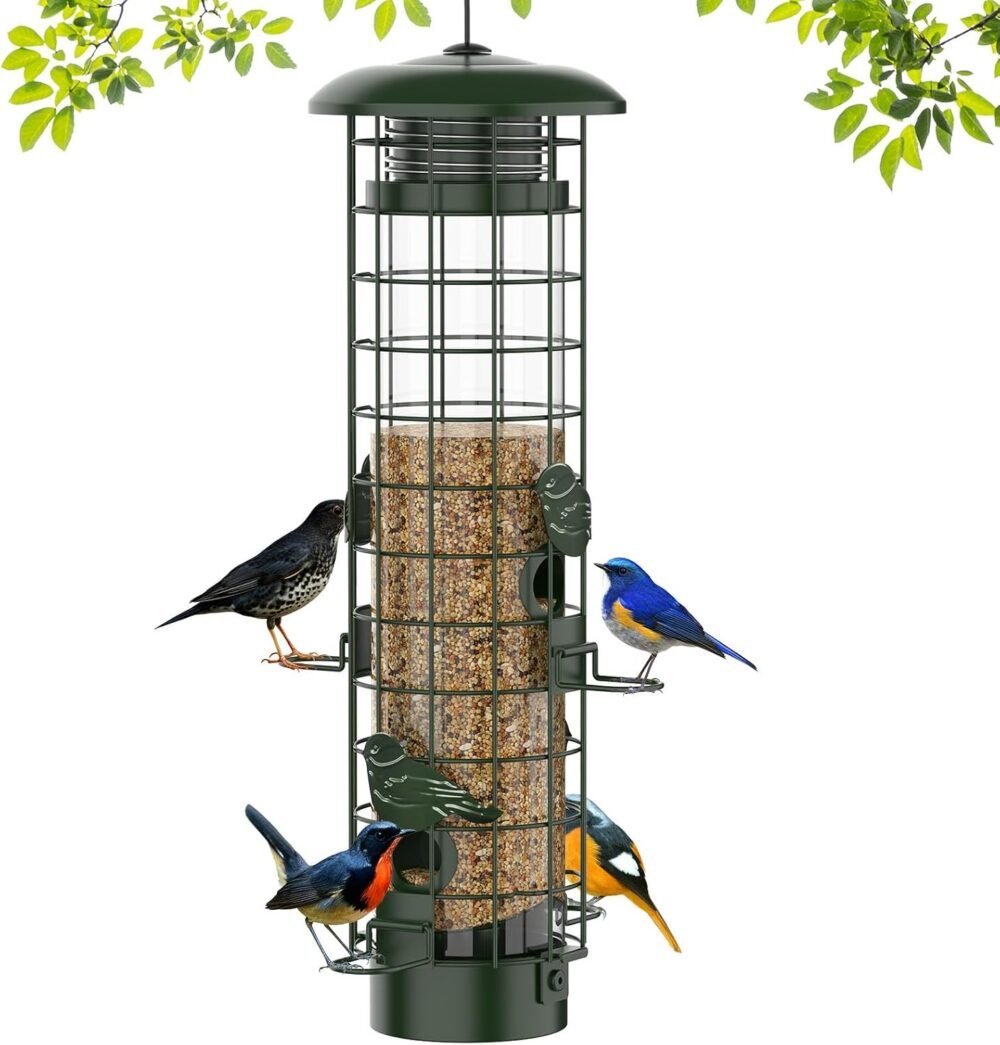 Durable Green Squirrel-Resistant Bird Feeder for Nature Lovers