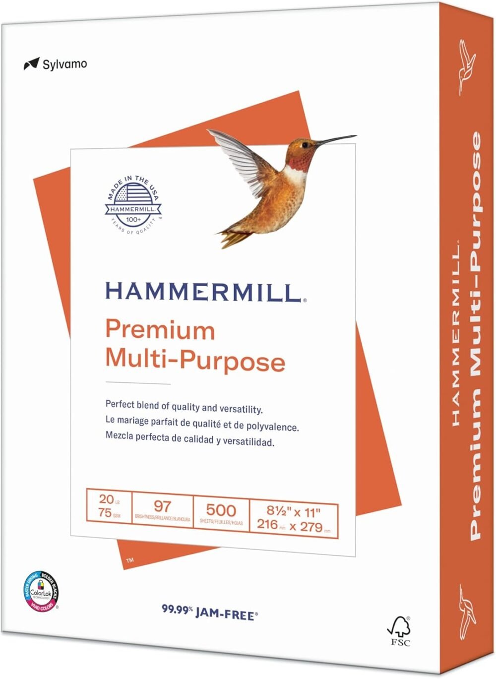 High-Quality 20 lb Multipurpose Printer Paper, 97 Bright, Made in the USA - 500 Sheets