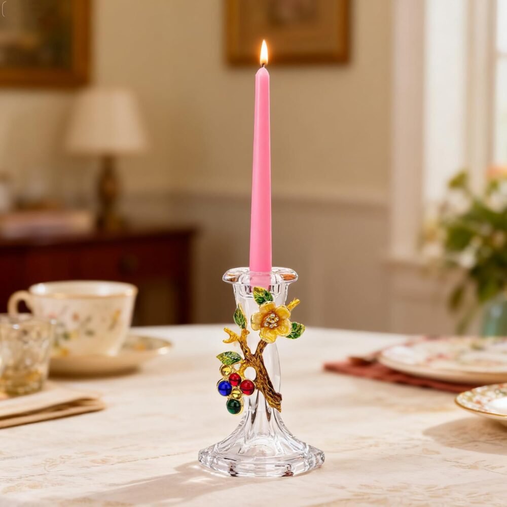 Artisan Enamel Floral Glass Candle Holder: A Touch of Elegance for Any Occasion