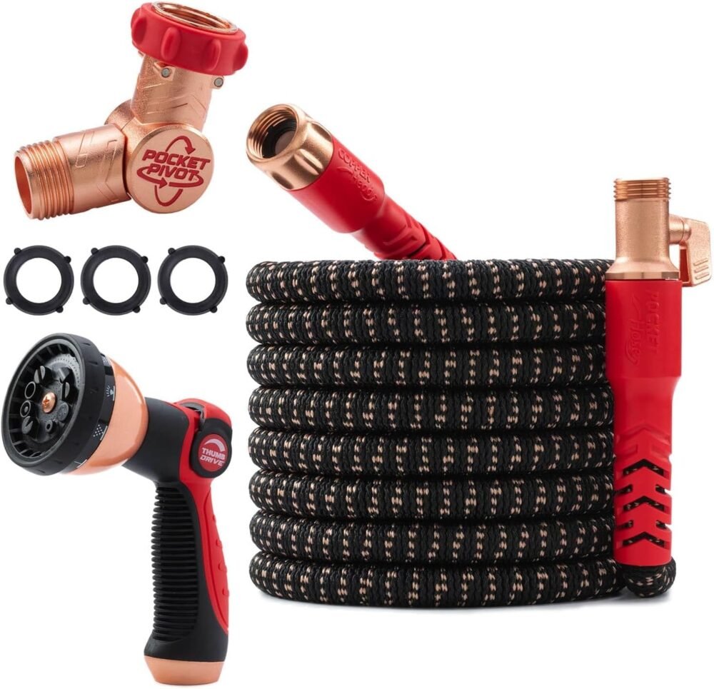 75 FT Expandable Garden Hose with 10-Pattern Sprayer and Durable Copper Fittings