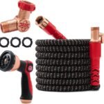75 FT Expandable Garden Hose with 10-Pattern Sprayer and Durable Copper Fittings