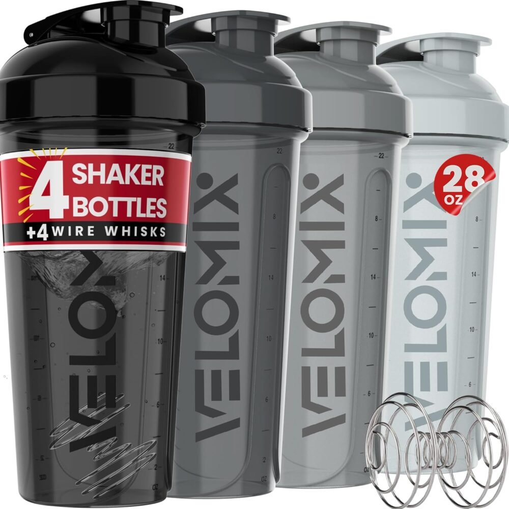 4-Pack 28 oz Leak-Proof Protein Shaker Bottles with Whisks - Perfect for Smooth Mixes!