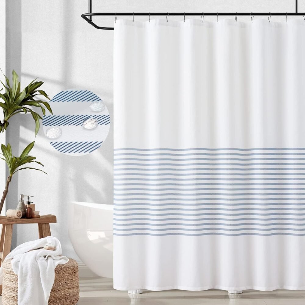 Stylish Waterproof Zig Zag Shower Curtain with Hooks – 70x72 inches