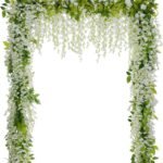 Elegant White Wisteria Vine Garland for Weddings and Events - 4 Pieces, 28.8ft Silk...