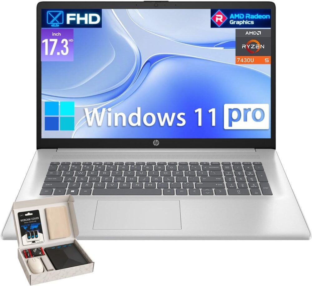 Powerful 17.3" Business Laptop: AMD Ryzen 5, 32GB RAM, 1TB SSD, and Fast Charge