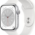 Renewed Apple Watch Series 8: Sleek Silver & White Sport Band, 45mm GPS Edition
