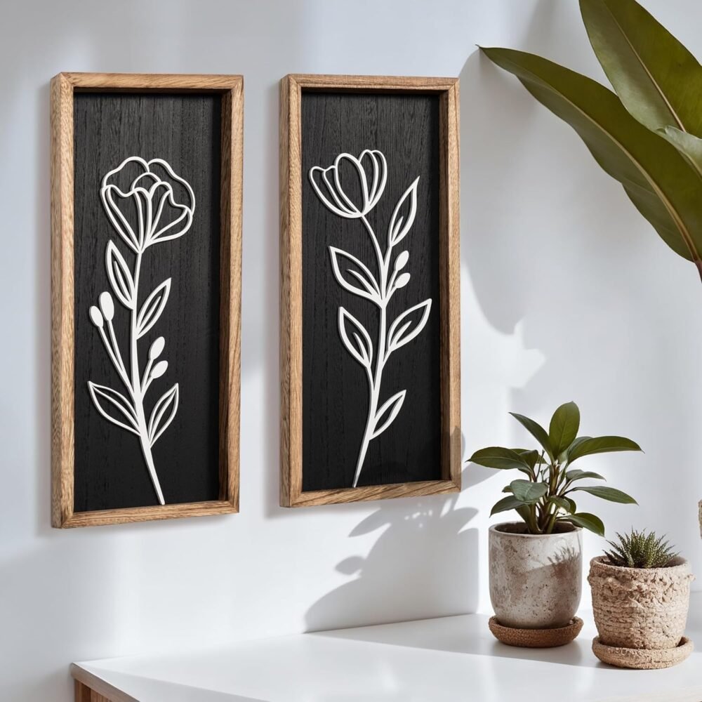 Chic Set of 2 Moody Floral Framed Wall Art for a Stylish Vintage Touch