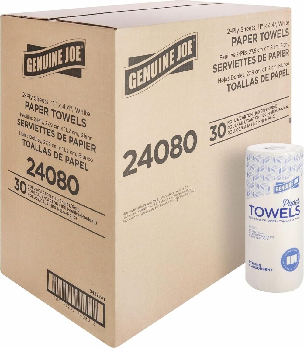 Everyday Essentials: Genuine Joe 2-Ply White Paper Towels (Pack of 30)