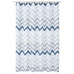Water-Resistant Blue Ombre Chevron Shower Curtain with Grommets & Hooks
