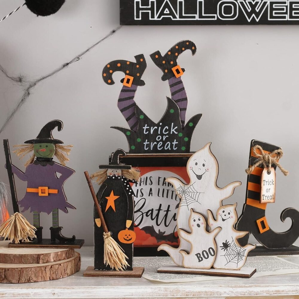 Spooktacular Wooden Halloween Decor Set for Festive Home Ambiance