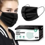 NNPCBT 100-Pack Black 3-Ply Disposable Face Masks with Filter Protection
