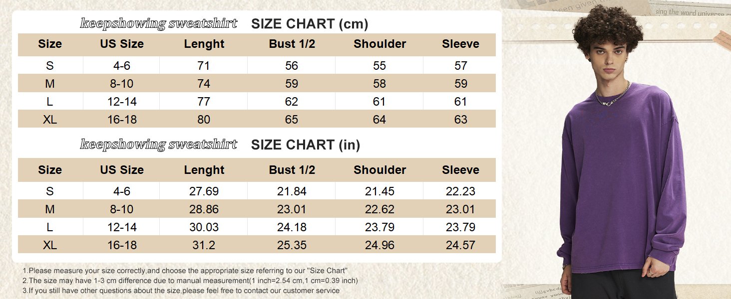 KEEPSHOWING Oversized Long Sleeve Vintage Wash Crewneck Sweatshirt - 603