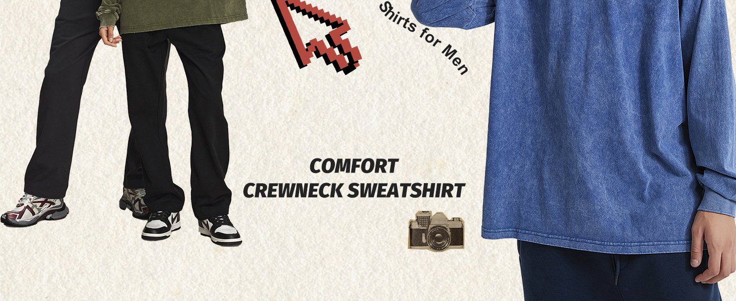 KEEPSHOWING Oversized Long Sleeve Vintage Wash Crewneck Sweatshirt - 597