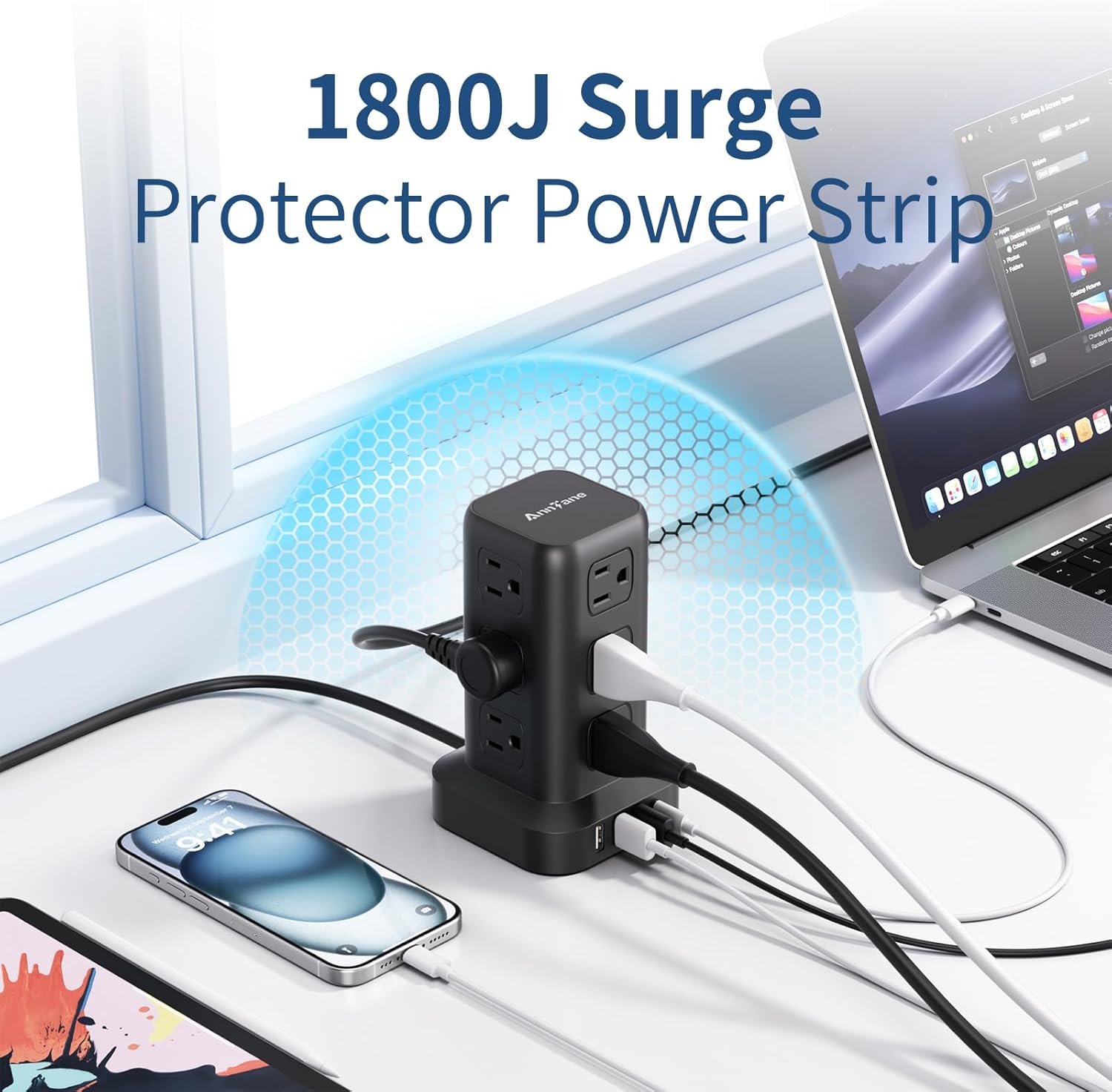 Surge Protector Power Strip . Cord, Power Strip To - Image 3