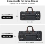 Men's Expandable Canvas Duffle Bag - Weekender Travel Lug - Image 5