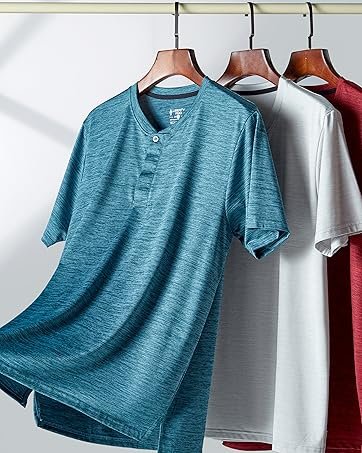 Pack of Quick-Dry Crew Neck Athletic Shirts for Men - Short Sleeve R 598