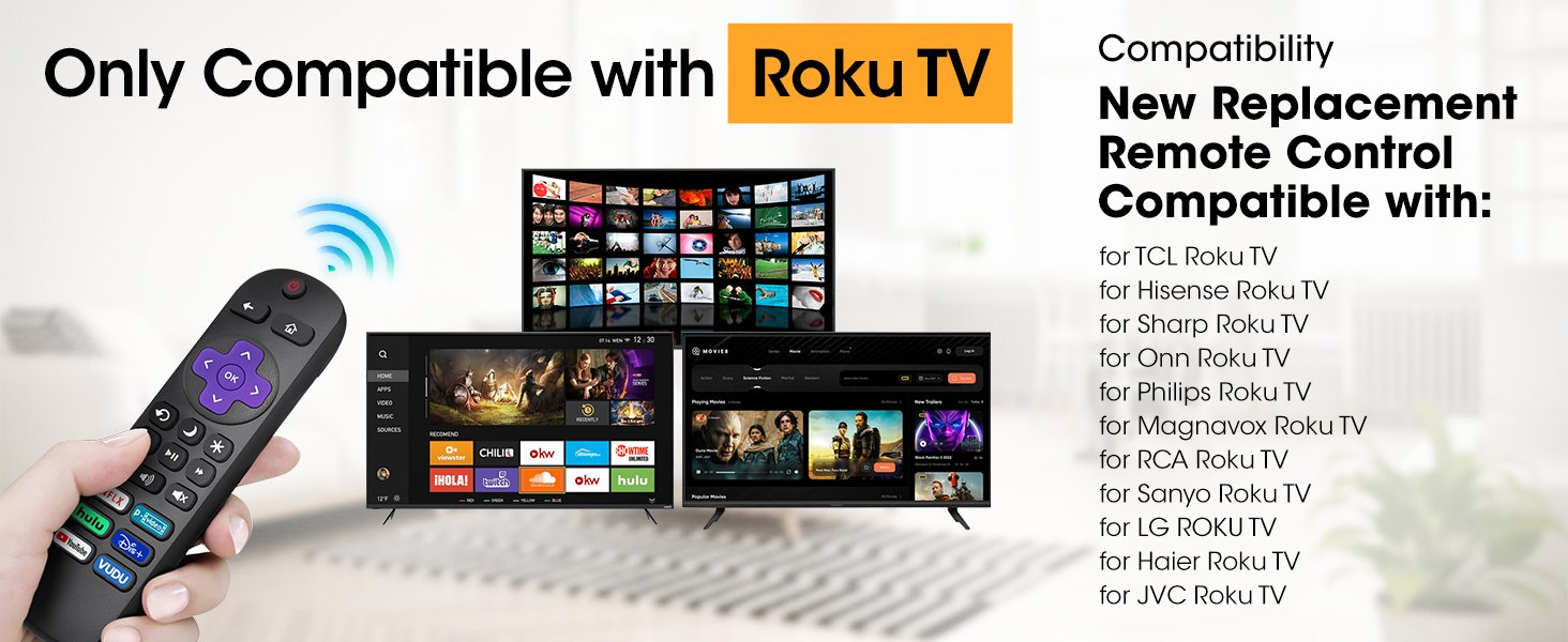 Pack Replacement Remote Only Roku Compatible Rok 521 1