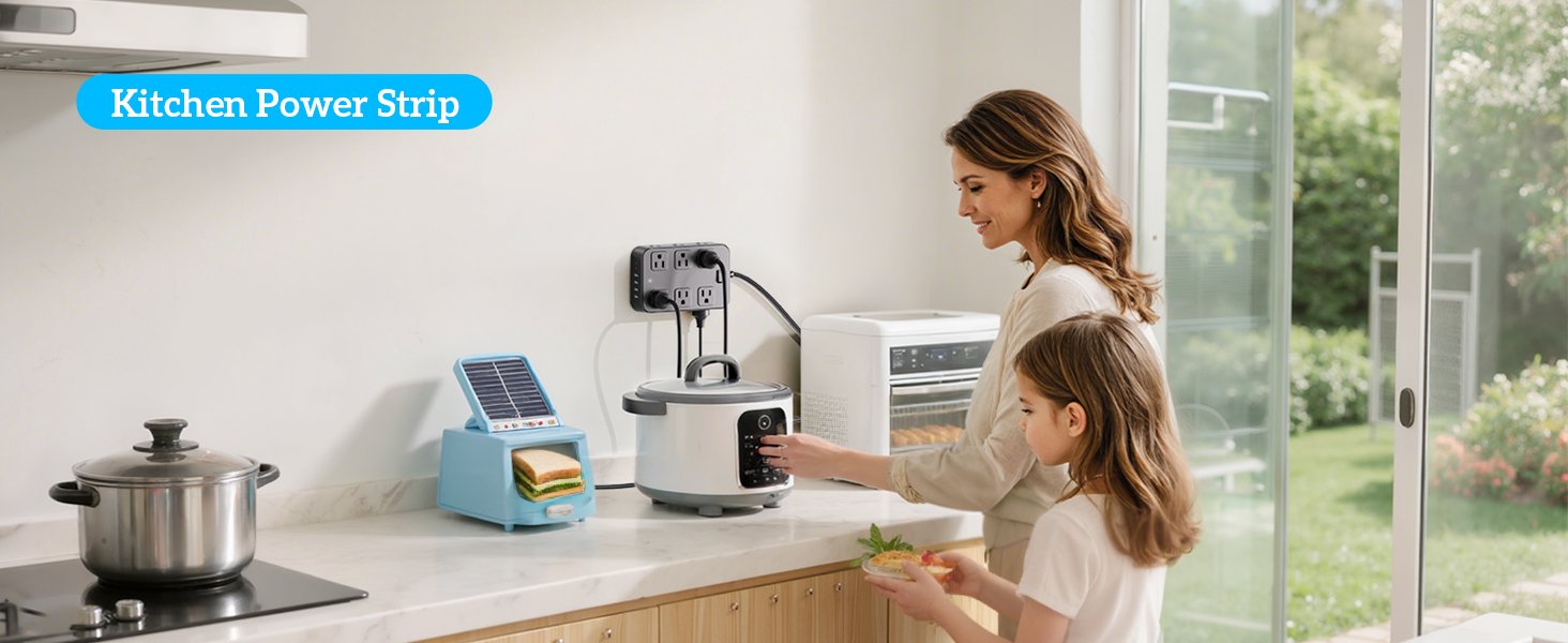 Flat Plug Power Strip Surge Protector Extens 530